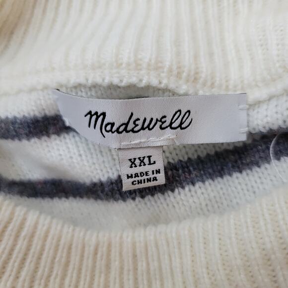 NWOT Madewell Stripe-Play Mockneck Pullover Sweater Size XXL Wool Blend - Picture 5 of 9